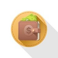 Wallet flat icon on white background