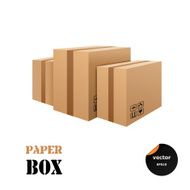 Set of cardboard boxes isolated on white background Beware