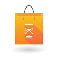Orange shopping bag icon with a sand clock