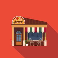 Restaurants and shops facade storefront vector detailed flat N10