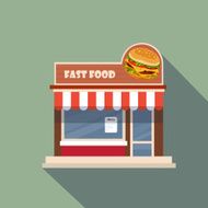 Restaurants and shops facade storefront vector detailed flat N13