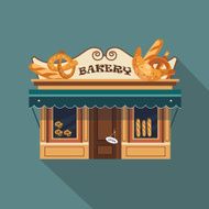 Restaurants and shops facade storefront vector detailed flat N14