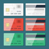 Vector Credit Card two sides in flat style
