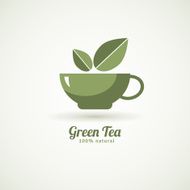Green tea cup leaf design icon
