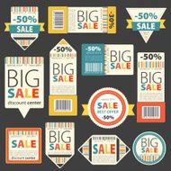 Set of Color sale vintage signs labels
