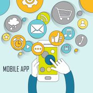 mobile apps concept in thin line style N2