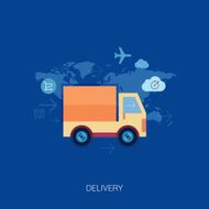 Online shopping and purchase delivery Lorry or truck over world N2
