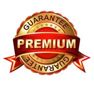 Premium guarantee golden label with ribbon