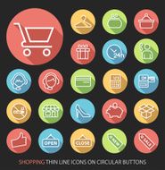 Shopping Icons with Buttons on Black Background N2