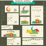 Eid Mubarak celebration social media ads or headers N14