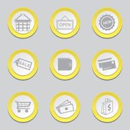 Shopping Sign Yellow Vector Button Icon Design Set 2 N11