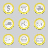 Shopping Sign Yellow Vector Button Icon Design Set N12