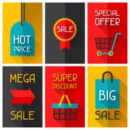 Sale and shopping advertising posters in flat design style N2
