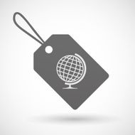 Shopping label icon with a world globe N2