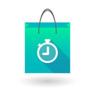 Blue shopping bag icon with a timer