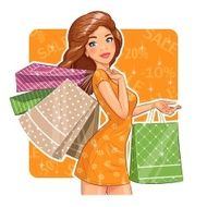 Beautiful girl with packages Shopping N2