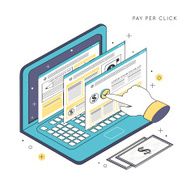 pay per click concept in thin line style N3
