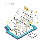 pay per click concept in thin line style N4
