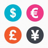 Dollar Euro Pound and Yen currency icons N13
