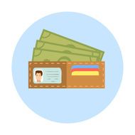 Flat Design Wallet with Money Vector