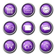 Shopping Sign Violet Vector Button Icon Design Set 2 N10