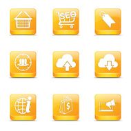 SEO Internet Sign Square Vector Yellow Icon Design Set 7 N12