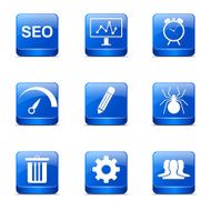 SEO Internet Sign Square Vector Blue Icon Design Set 8 N12