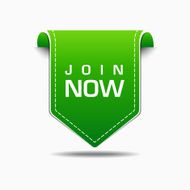 Join Now Green Label Icon Vector Design