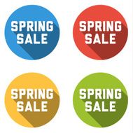 Colelction of 4 isolated flat buttons (icons) with SPRING SALE