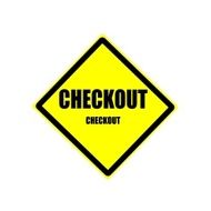 Checkout Black stamp text on yellow background