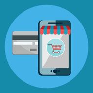 Shop online business icons flat design virtual shopping credit card