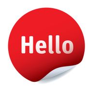 Red vector sticker text Hello