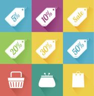 Vector set of modern flat sale icons Shopping