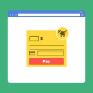 Flat browser window with form payment