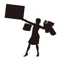 Silhouette shopping woman Message board