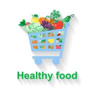 Shopping basket with healthy food