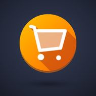 Long shadow icon with a shopping cart