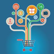 Abstract trees with icons for web design E commerce