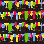Alcoholic Glass Silhouette Seamless Pattern Background Vector Il N6