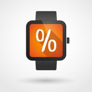 Smart watch icon with a discount sign