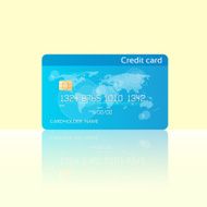 Credit Card Blue with Chip Realistic Vector Illustration Flat Design