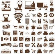 Shop and seller icons on white