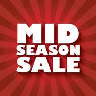 Mid season sale poster design with bold font and long