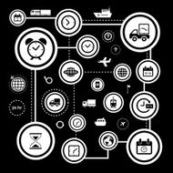 transportation and time icon set