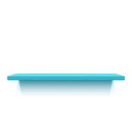 Blue realistic shelf isolated on white background