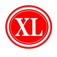 XL white stamp text on red
