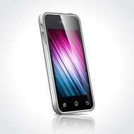 Technology styled illustration with shiny touchscreen mobile phone devices