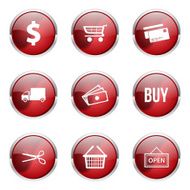 Shopping Sign Red Vector Button Icon Design Set N12