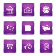 Shopping Sign Square Vector Violet Icon Design Set 2 N12
