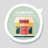 Building convenient store flat icon with long shadow eps10 N11